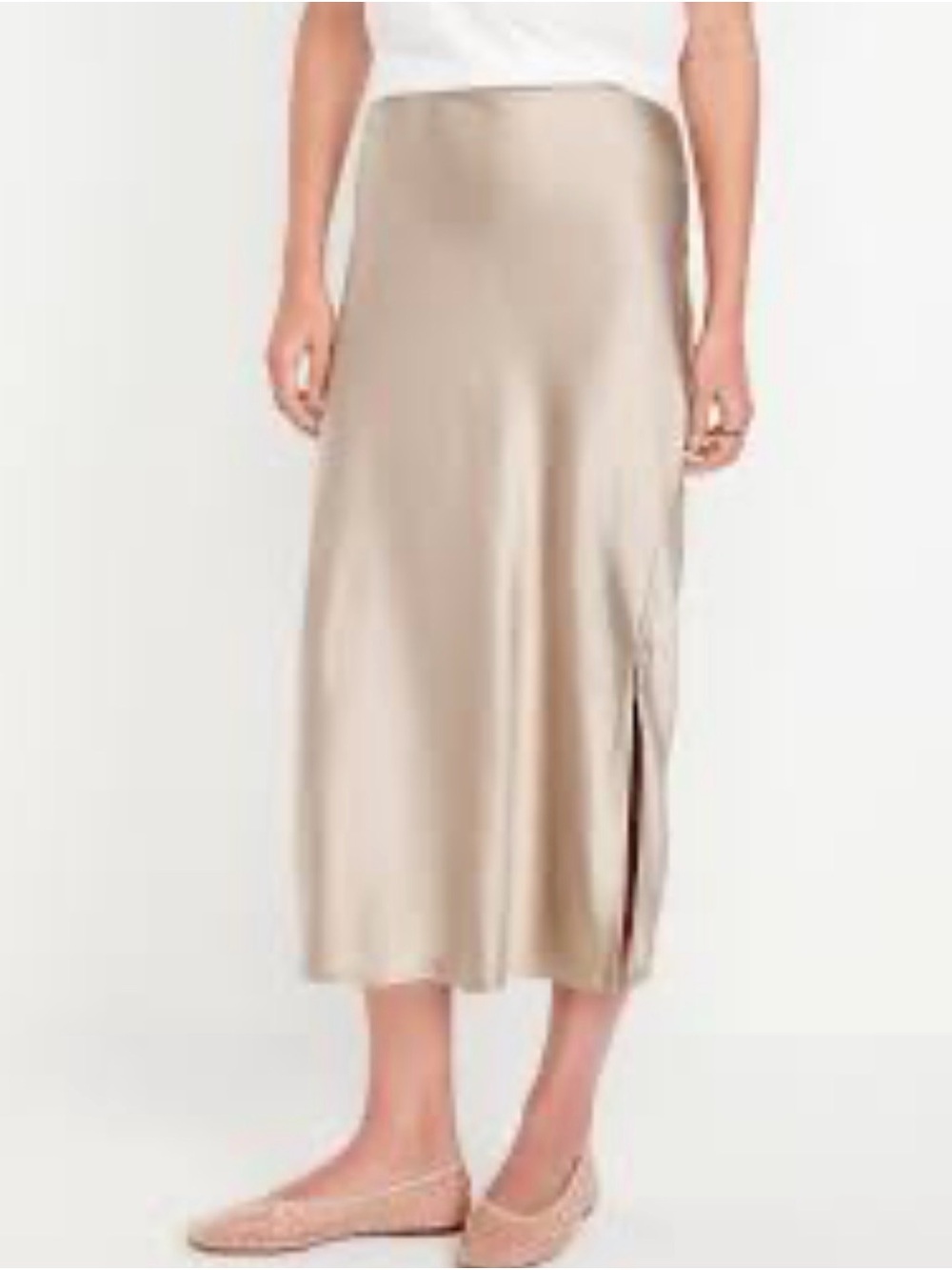 Satin Midi Slip Skirt in Champagne Sz m